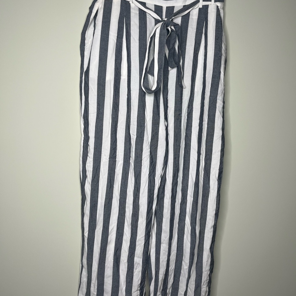 Striped Gray and White Women's Pants